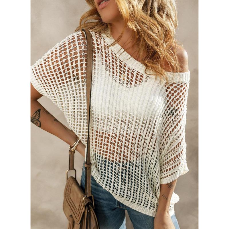 Letzter Tag 49 % Rabatt 🎁Damen Sommerpullover mit U-Ausschnitt und kurzen Ärmeln