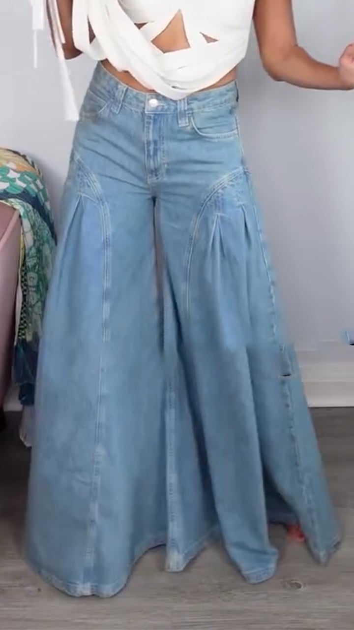 Women's Casual Wide-leg Flared Jeans