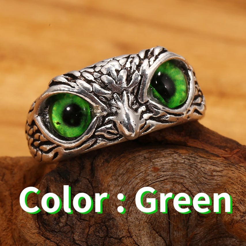 🔥LAST DAY 70% OFF🔥925 Sterling Silver Demon Eye Owl Ring Adjustable