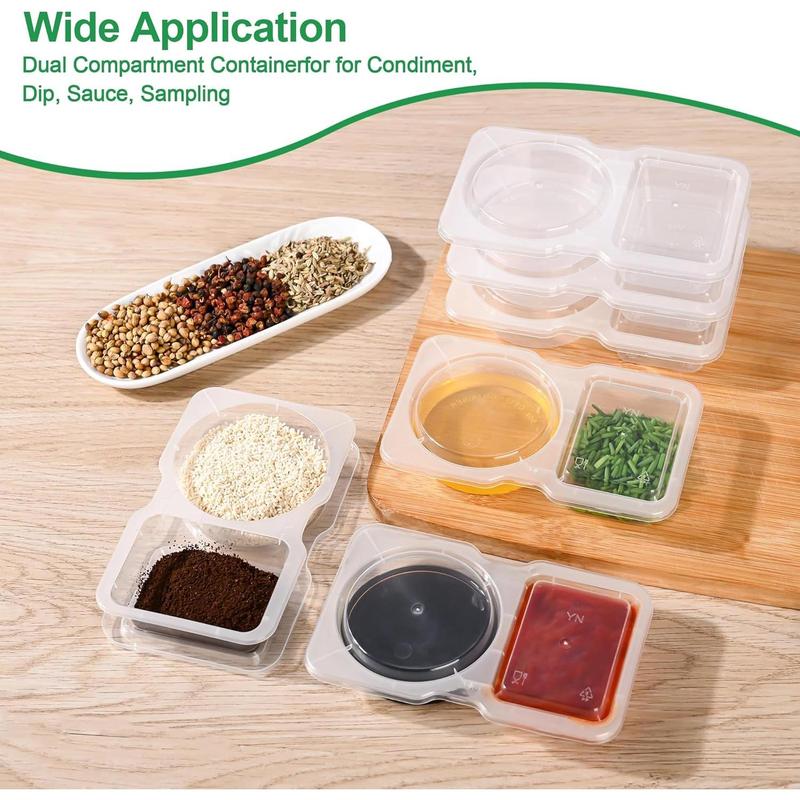 🔥Buy More Save More🎁Reusable Double Compartment Condiment Container Snack Container