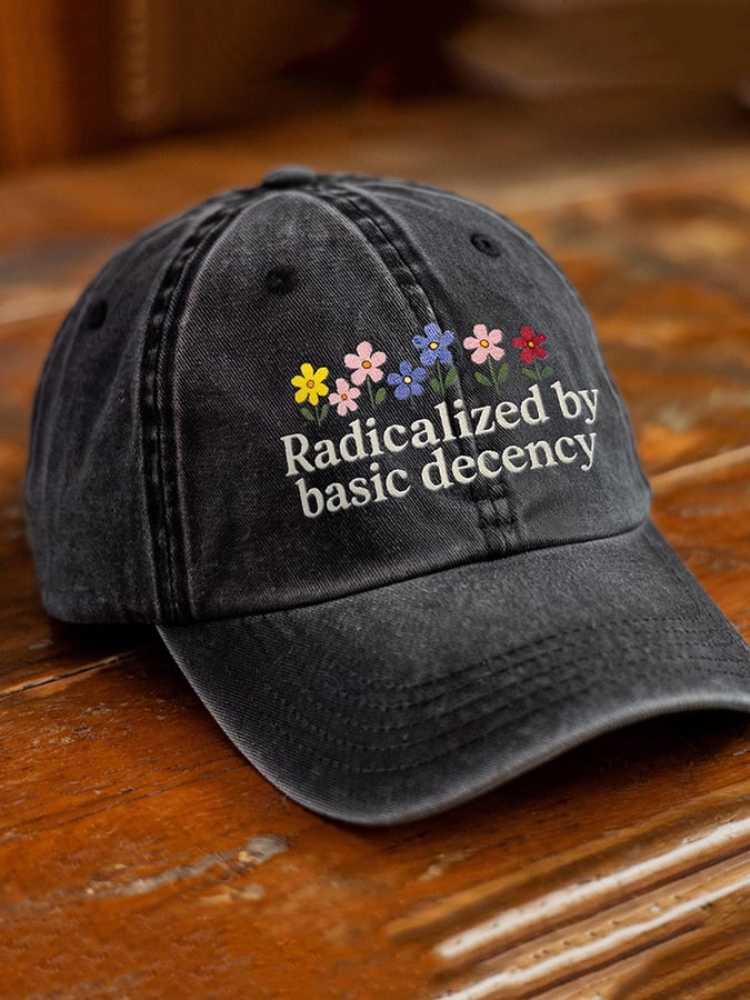 Unisex washed Radicalized by Basic Decency printed hat