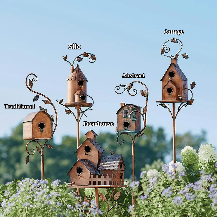 ❤️<strong>Handmade</strong> Metal Birdhouse Garden Stakes