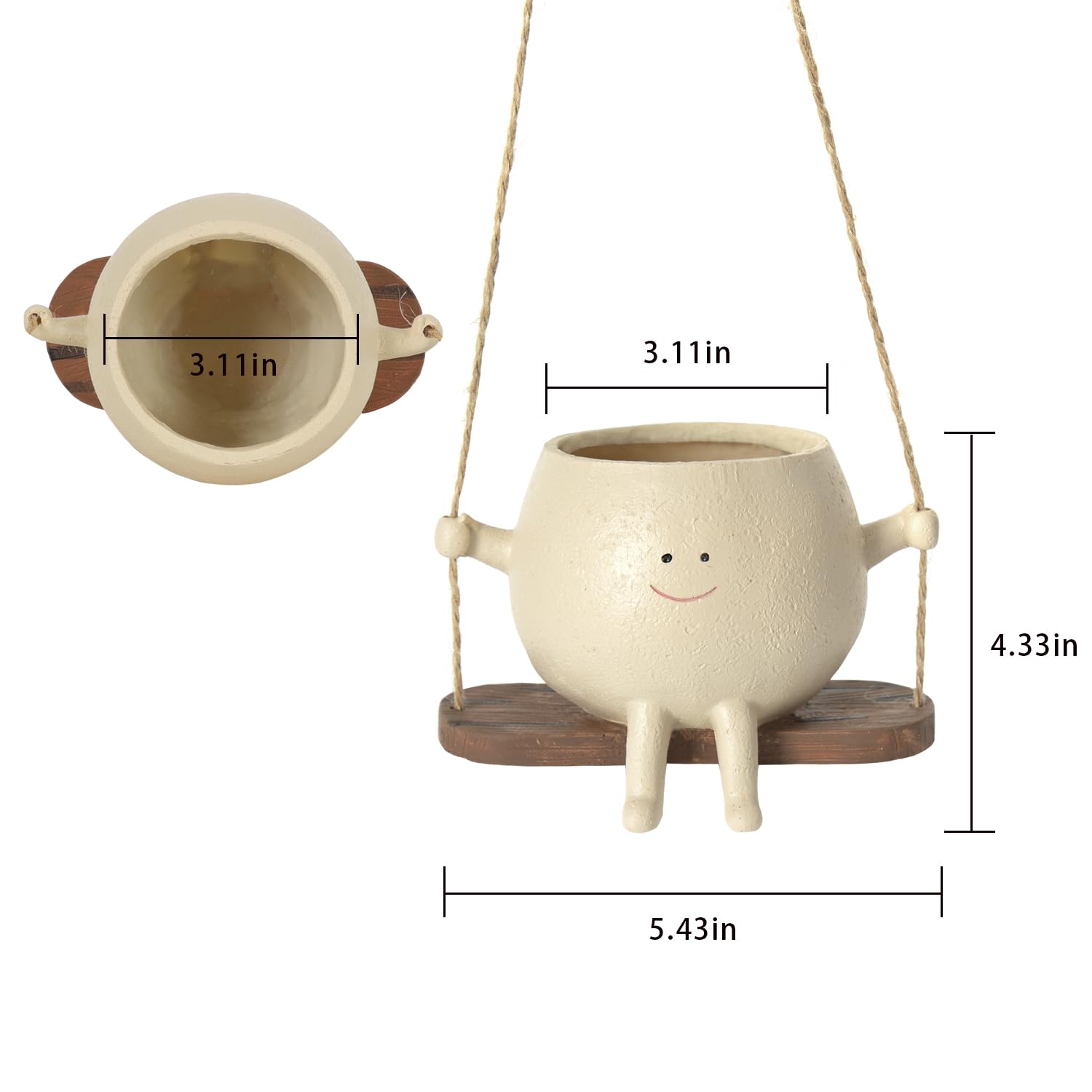 🔥Big Sales 49% OFF-🌼 Swing Smile Face Hanging Flower Head Planters Pot