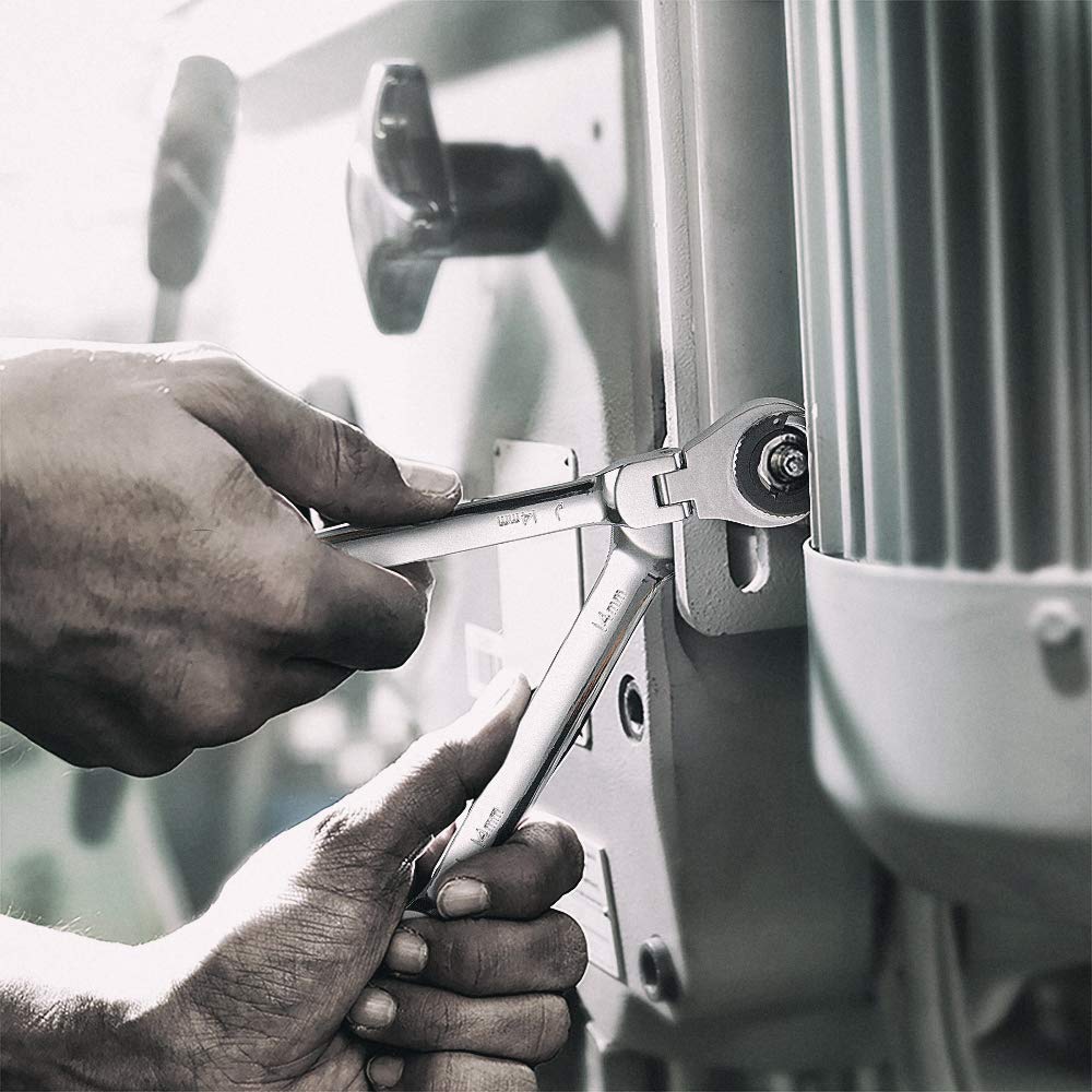 Ratcheting Wrench Set with Open Flex-head