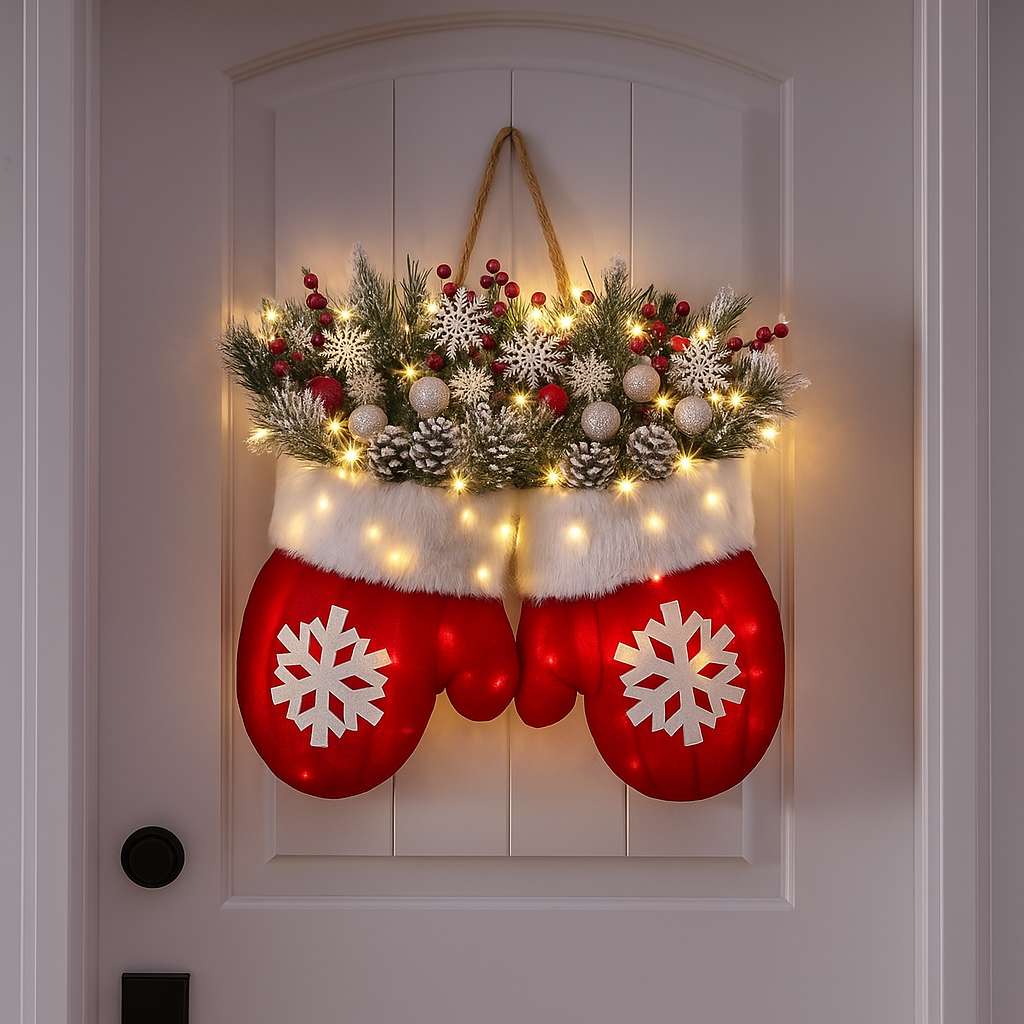 Handmade Christmas Mitten Wreath