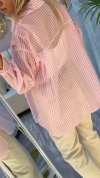 Women's Shiny Round Neck Gold-stamped Striped Casual Shirt