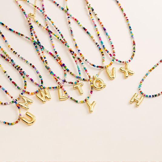 🌈 Letter Beaded Necklace for Women🔤A-Z