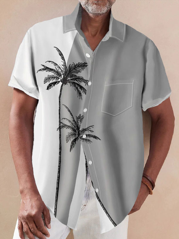 Colored Coconut Tree Print Beach Shirt