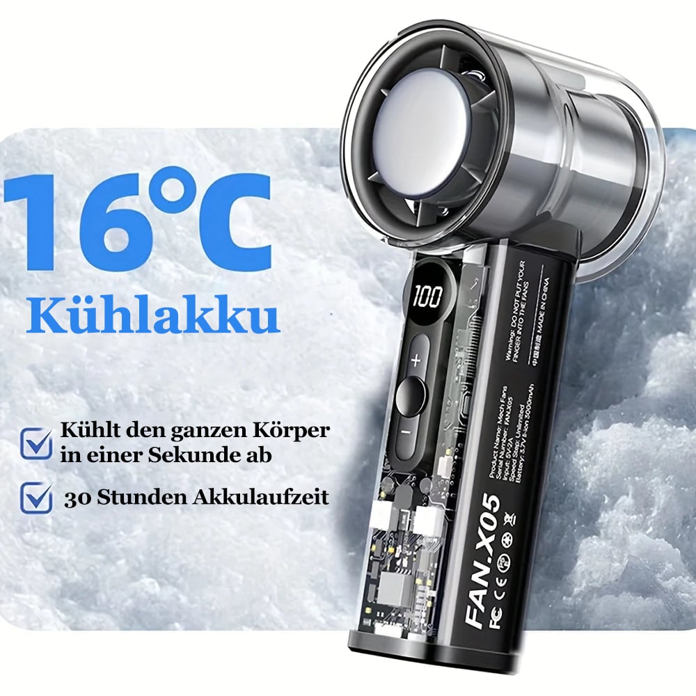 🔥Letzter Aktionstag! 🔥Kaltkompressen-Ventilator, transparenter Mini-Ventilator im Mecha-Stil