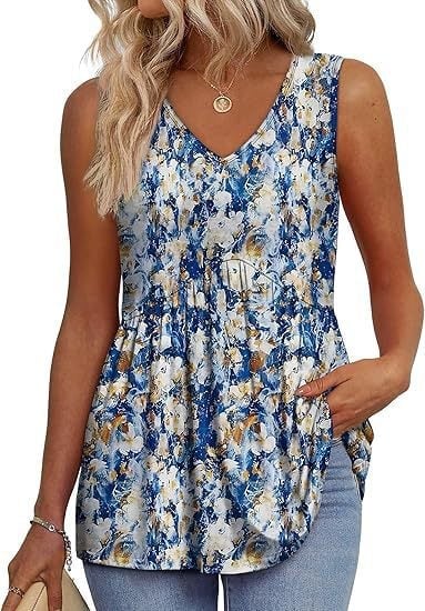 ⏰LAST DAY SALE 50% OFF💥Women Dressy Sleeveless V Neck Babydoll Tank Tops