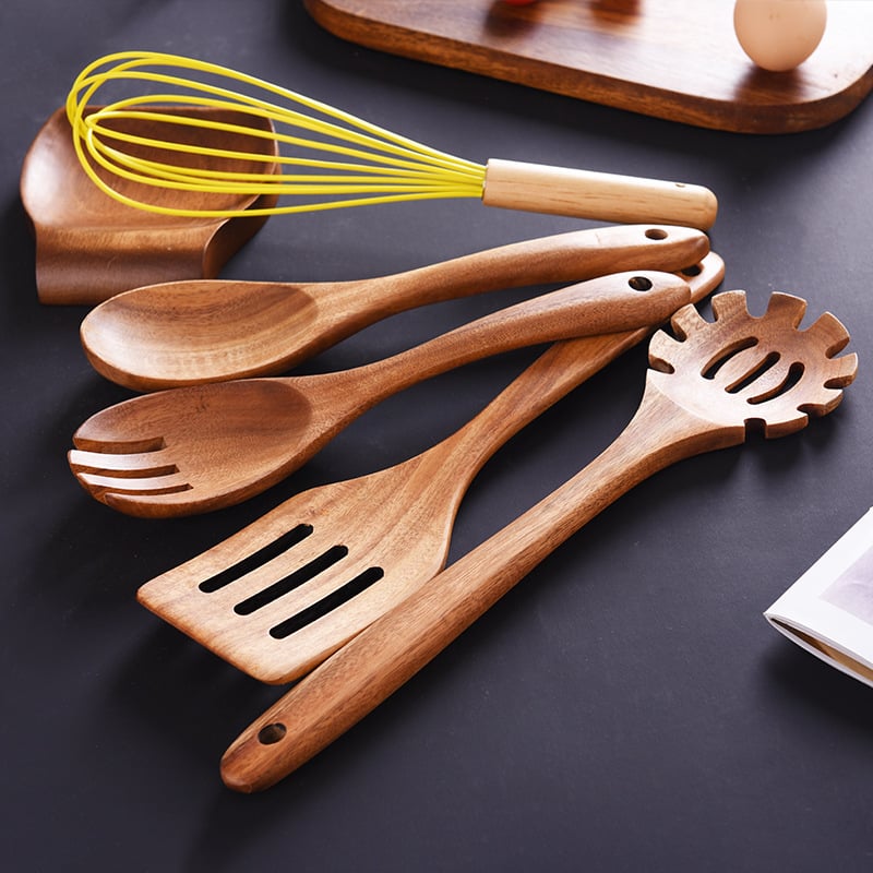 🔥LAST DAY 50% OFF🔥Eco-Friendly Teak Wood Kitchen Spoon Set