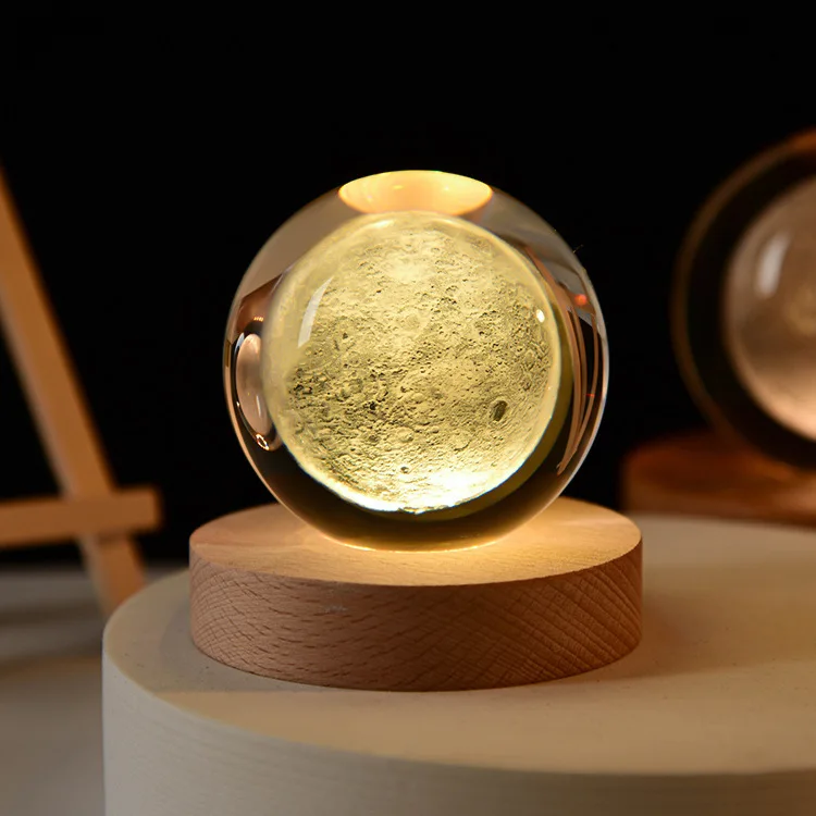 Solar System Ball Wooden Base Lamp