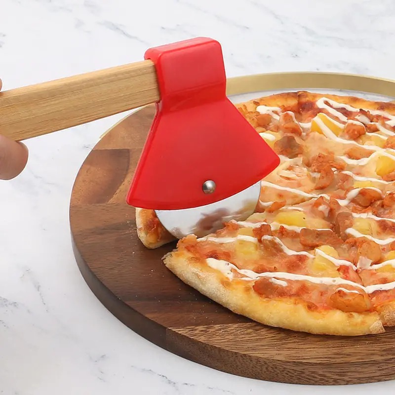 (🔥Last Day Promotion - 50% OFF) Axe Bamboo Handle Pizza Cutter - Buy 2 Free Shipping