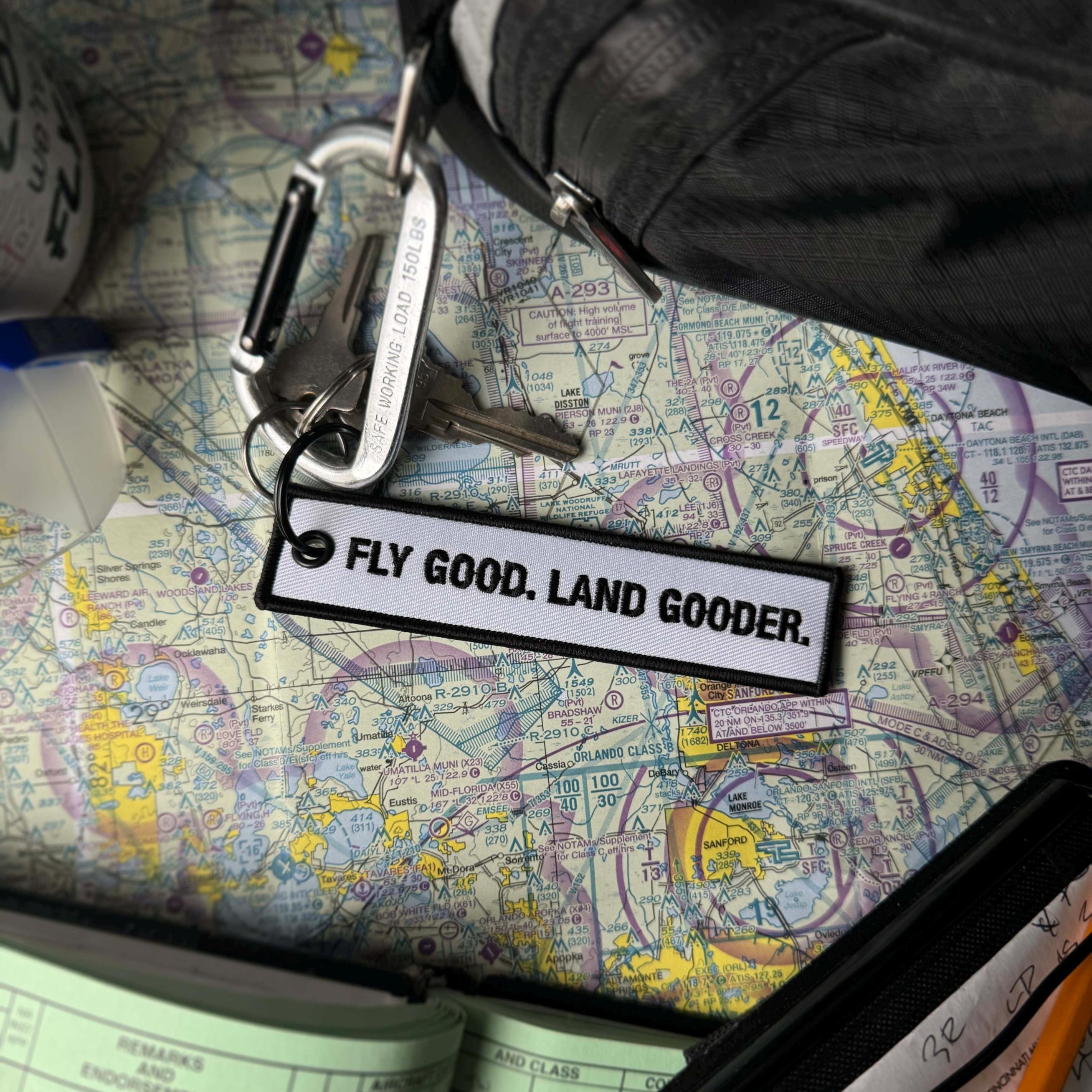 Fly Good. Land Gooder. Keychain | Aviation Humor