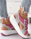 (🎉Last Day Promotion 50% OFF) Contrast Paneled Cutout Lace-up Muffin Sandals - Buy 2 Get Extra 10% OFF & FREE SHIPPING