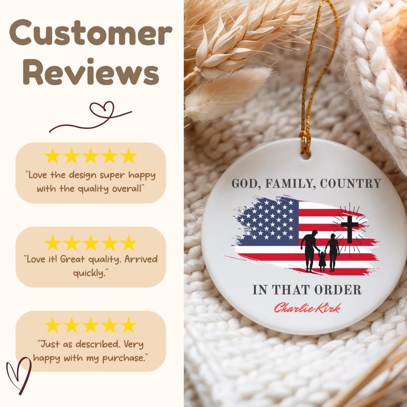 💙Charlie Kirk Quote Memorial Ornament: God Family Country