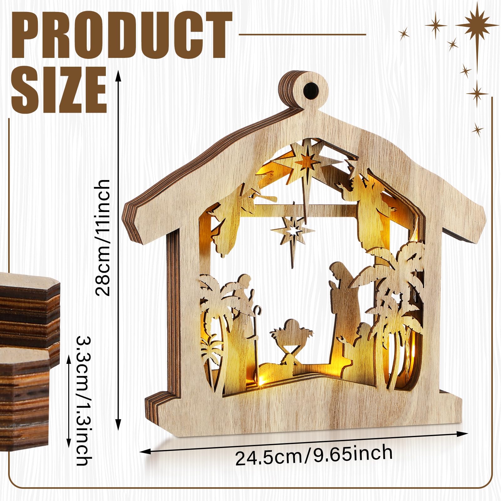 3D Christmas Nativity Scene Ornament With LED Light