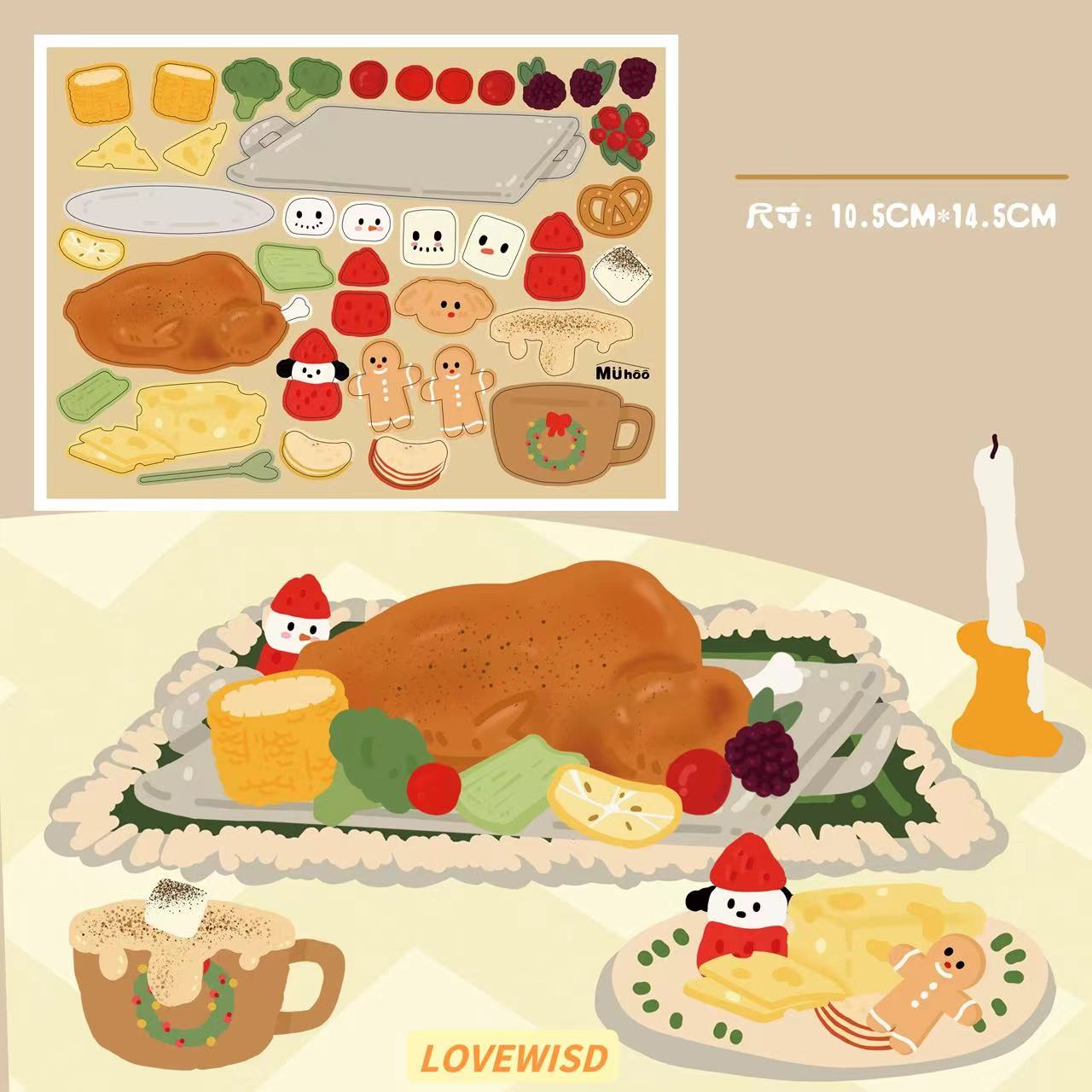 Make A Pizza Christmas Turkey Hairy Crab Happy Farm Food Sticker Scene