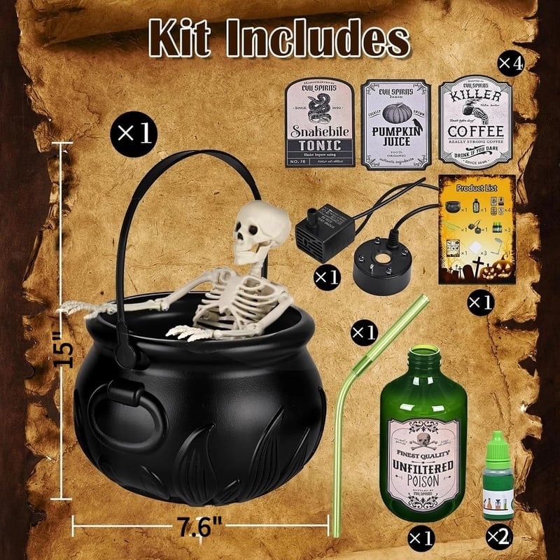 🎁TikTok Last Day Sale - 70% OFF✨Cauldron Halloween Decor (With Magic Floating Potion Bottles & Diffuser)