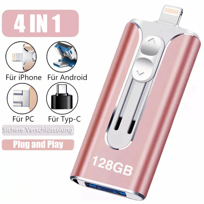 🔥Letzter Tag 50% Rabatt- 32~256GB 4 in 1 Handy Computer U-Disk- Micro USB+ 8 Pin+ USB 3.0