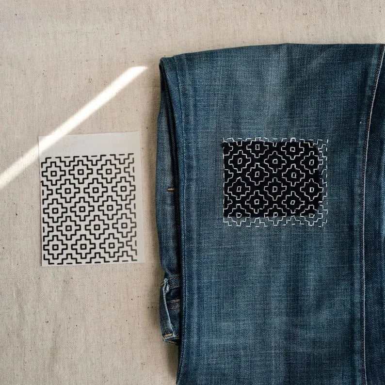 🔥Beginner-Friendly - 🪡Visible Mending Transfer Sashiko Pattern