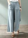 Cool Ambition Front Pocket Cotton & Linen Wide Leg Pant