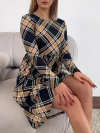 Women's Round Neck Plaid Print Dress