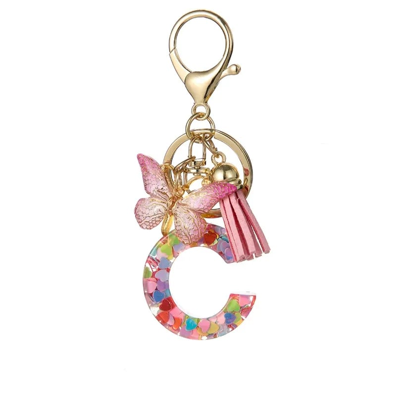 🔥Last Day 50% OFF - Butterfly Letter Keychain Tassel Design Vibrant Durable Lightweight Gift