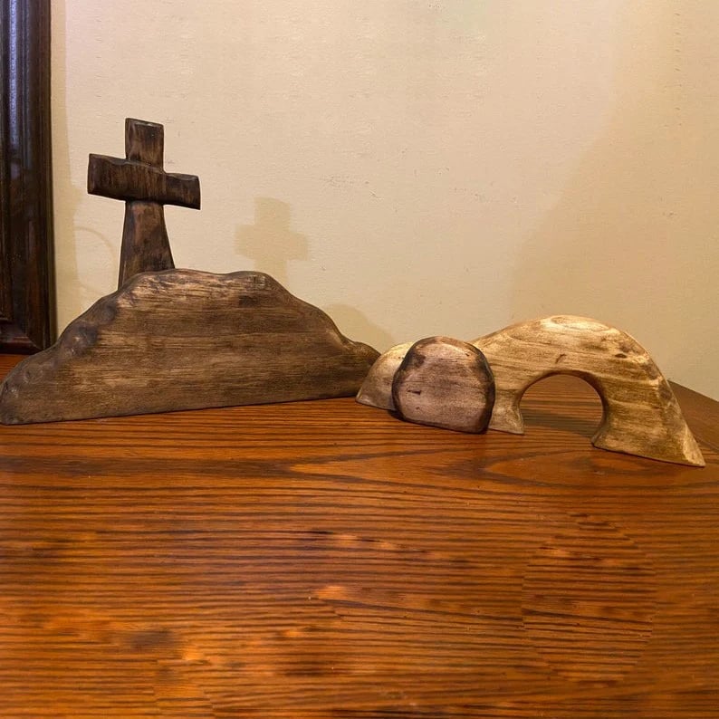 🔥Last Day 50% OFF🔥 - 💕Handmade Empty Tomb Easter Scene And Cross