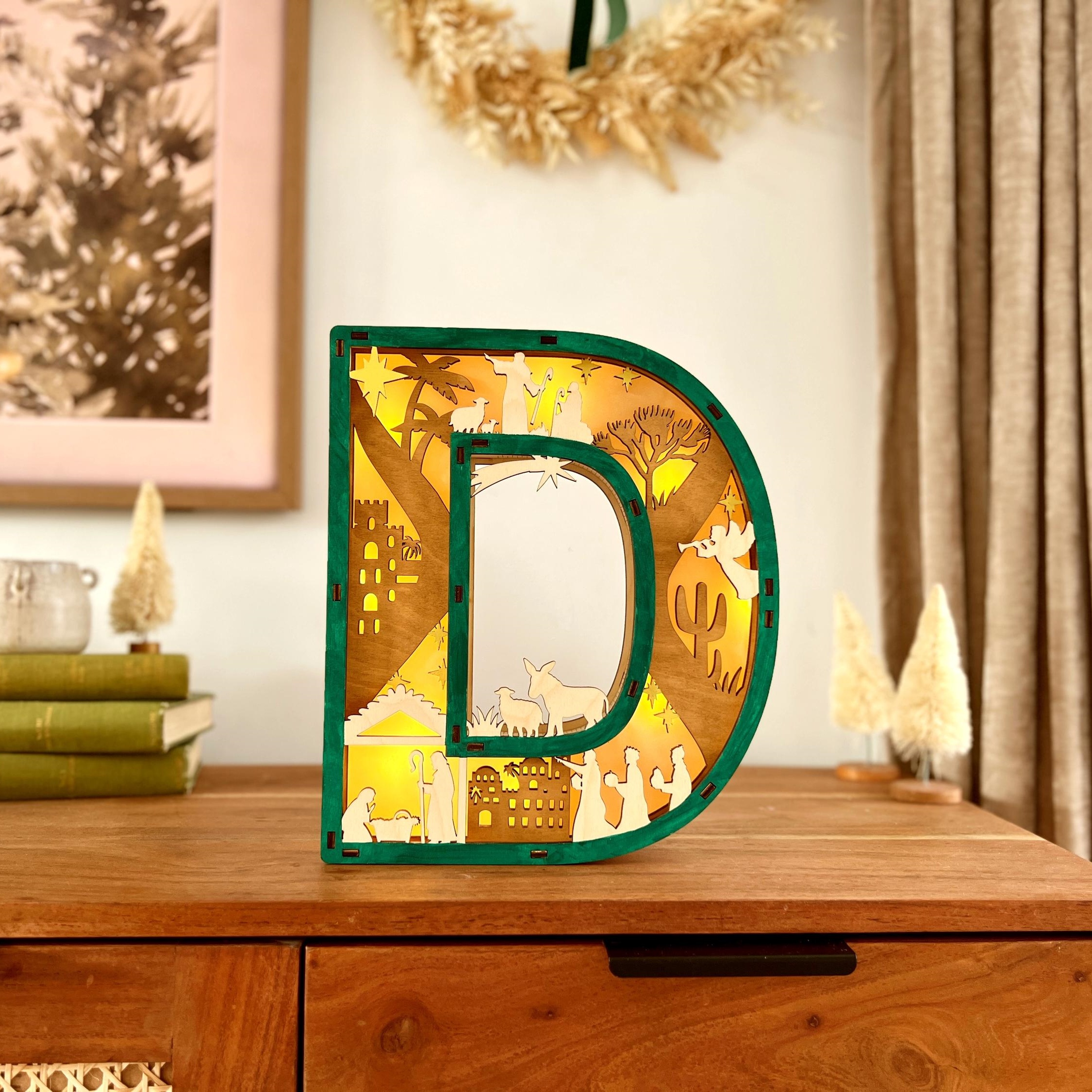 3D Nativity Monogram Ornament With Light