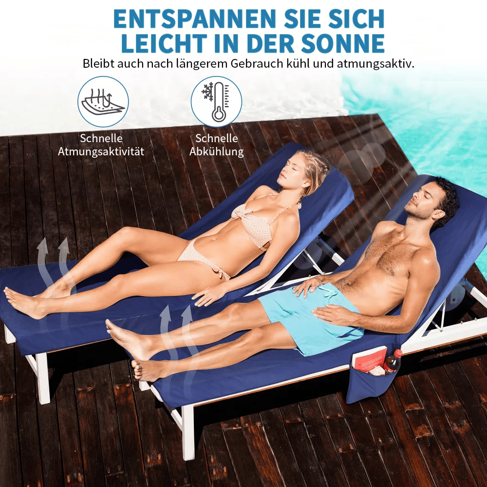 🔥Heißer Verkauf  49% Rabatt🔥Sonnenliege Handtuch in Tasche mit Taschen Lagerung