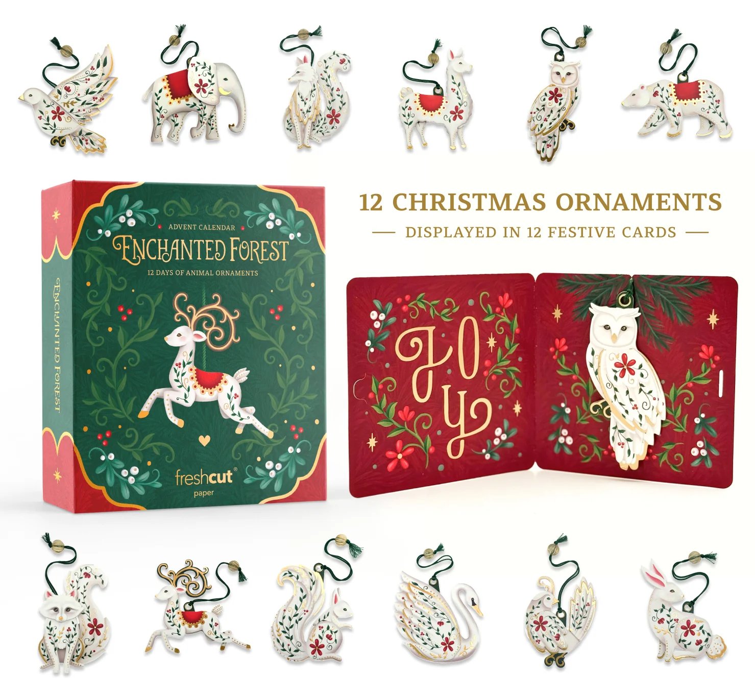 🎁TikTok Last Day Sale - 70% OFF💞🎄12 Days of Enchanted Forest Ornaments Advent Calendar