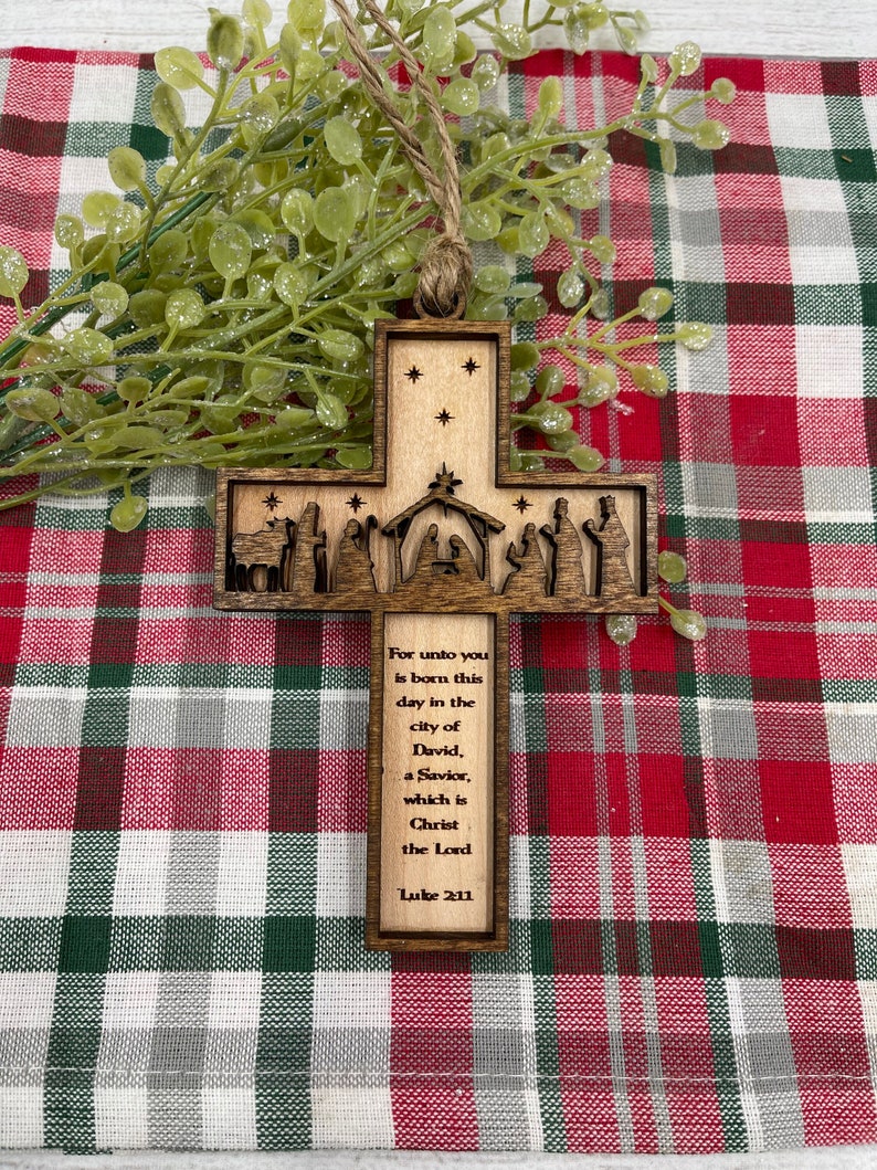 🎄Nativity Cross Scripture Christmas Ornament