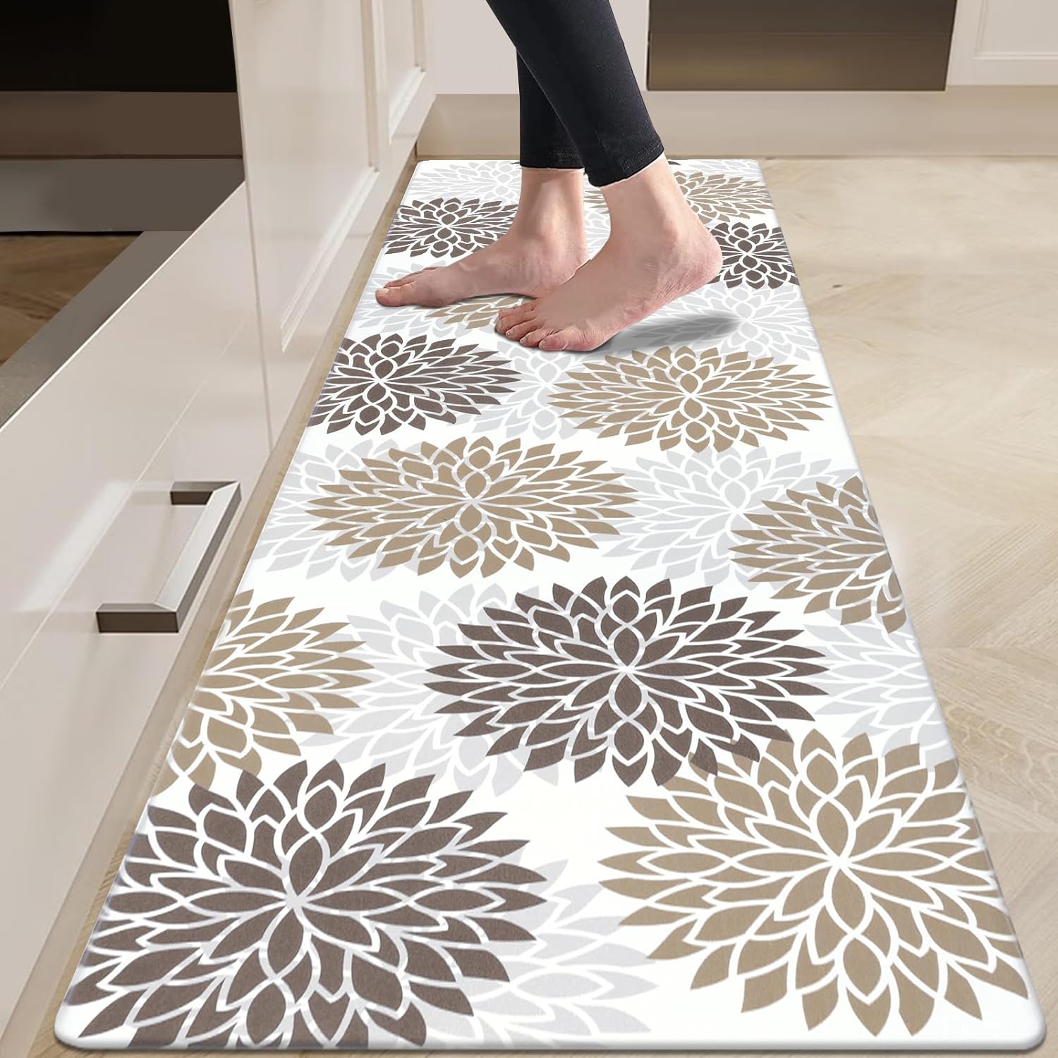 HEBE Anti Fatigue Kitchen Rug Sets 2 Piece Non Slip Kitchen Mats for Floor Cushioned Kitchen Rugs and Mats Waterproof Comfort Standing Mat Runner for Kitchen,Home Office,Sink,Laundry