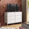 WLIVE Wide Fabric Dresser, 6 Drawer Dresser TV Stand for 60