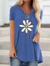 Hot style short sleeve V-neck T-shirt in flower print