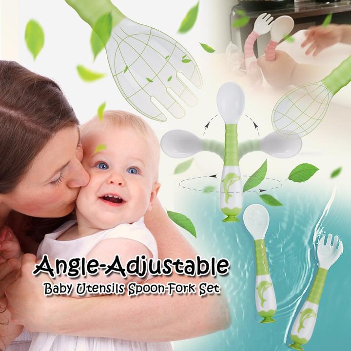 Adjustable Baby Utensils Spoon-Fork Set