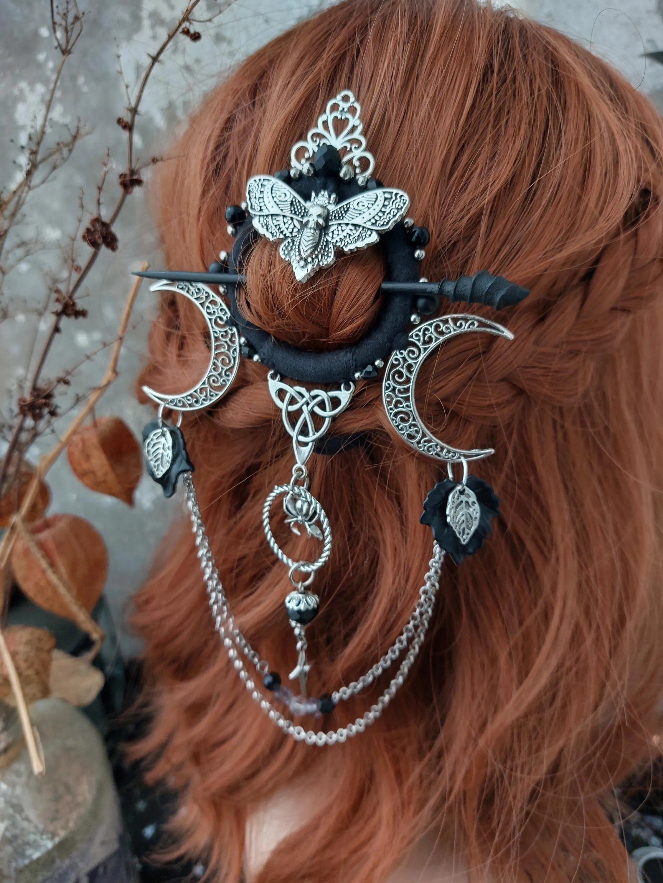 🔥LAST DAY 50% OFF🧙‍♀️Handmade Goddess of the Night Witchy Hair Pin