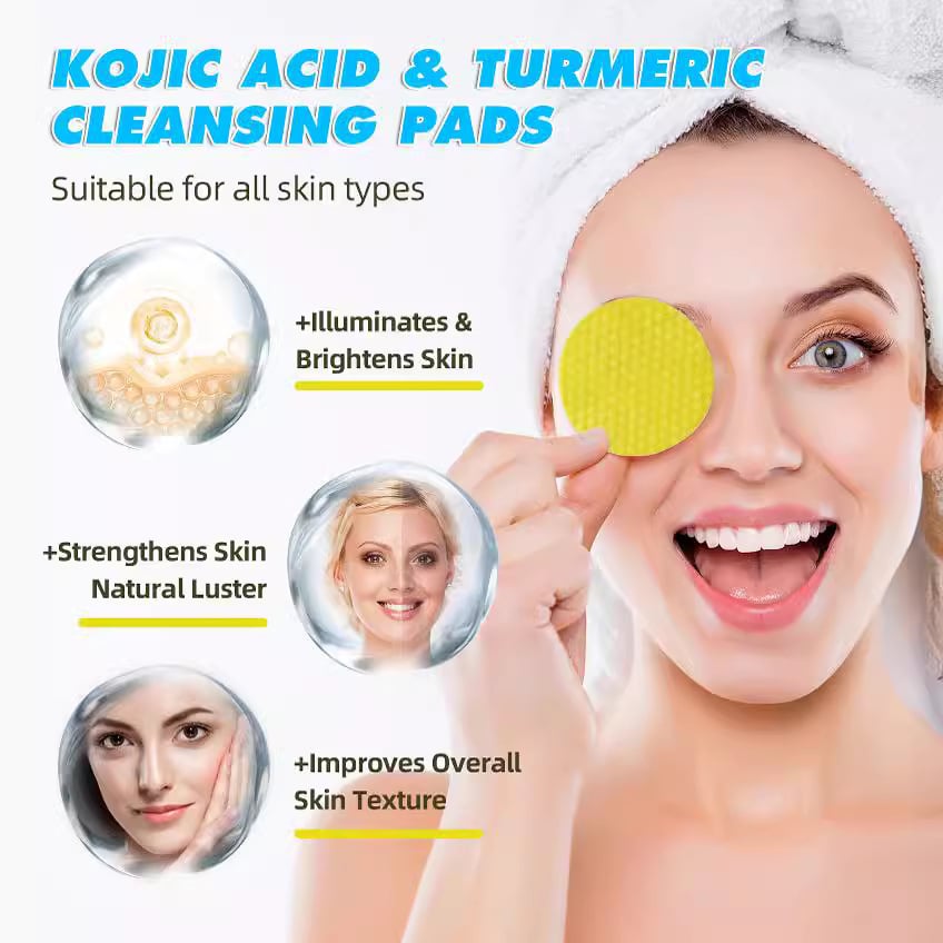 Last Day Promotion 70% OFF - 🔥Turmeric Cleansing Exfoliating Pads Facial Cleansing Skincare⚡Buy 2 Get 1 Free(3 Pcs)