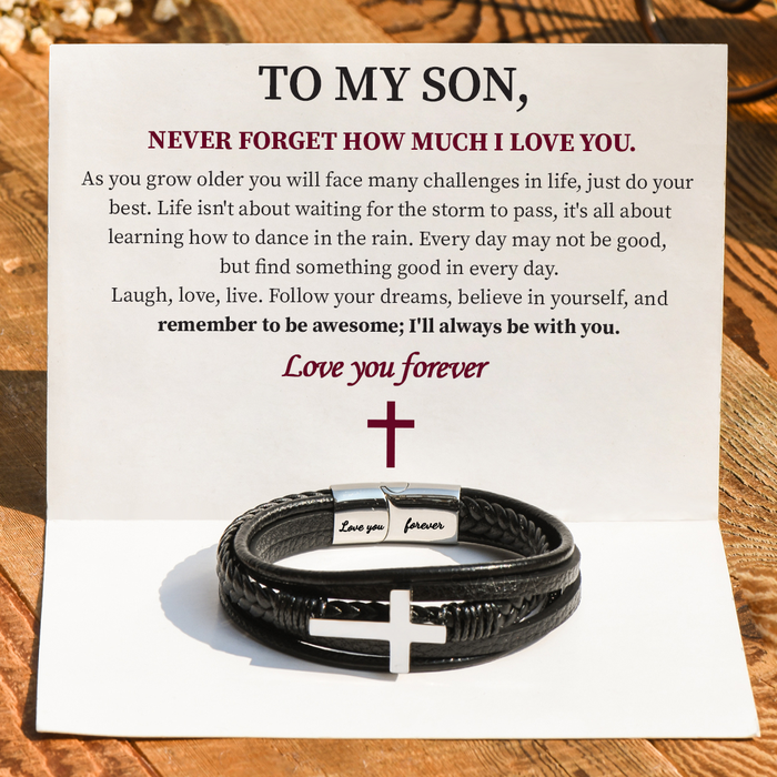 🔥Last Day Promotion- SAVE 50%🎄To My Son Love You Forever Cross Bracelet-Buy 2 Free Shipping