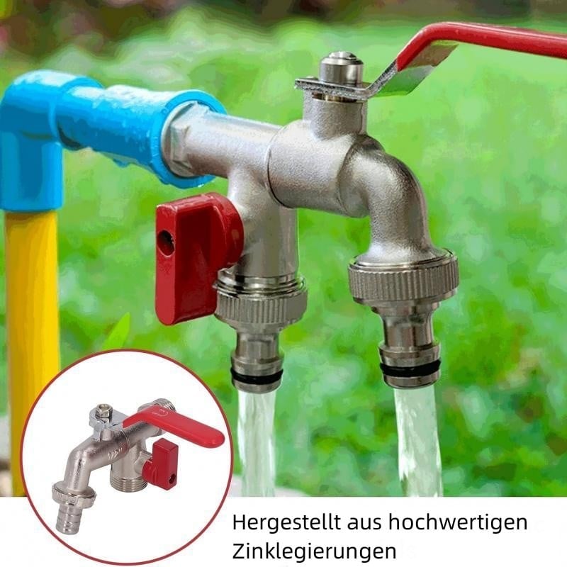 🔥Heißer Verkauf  49% Rabat🔥Universeller Gartenwasserhahn aus Edelstahl mit Doppelauslass