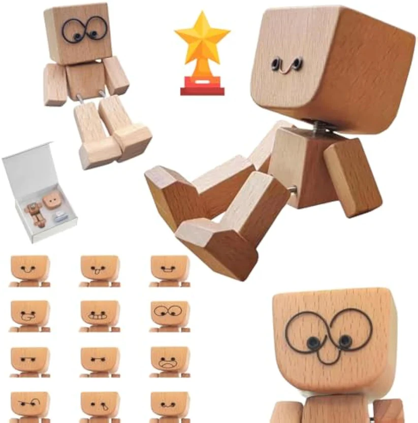 ❤️Shaking Feet Wooden Doll with 12PCS Magnetic Expressions