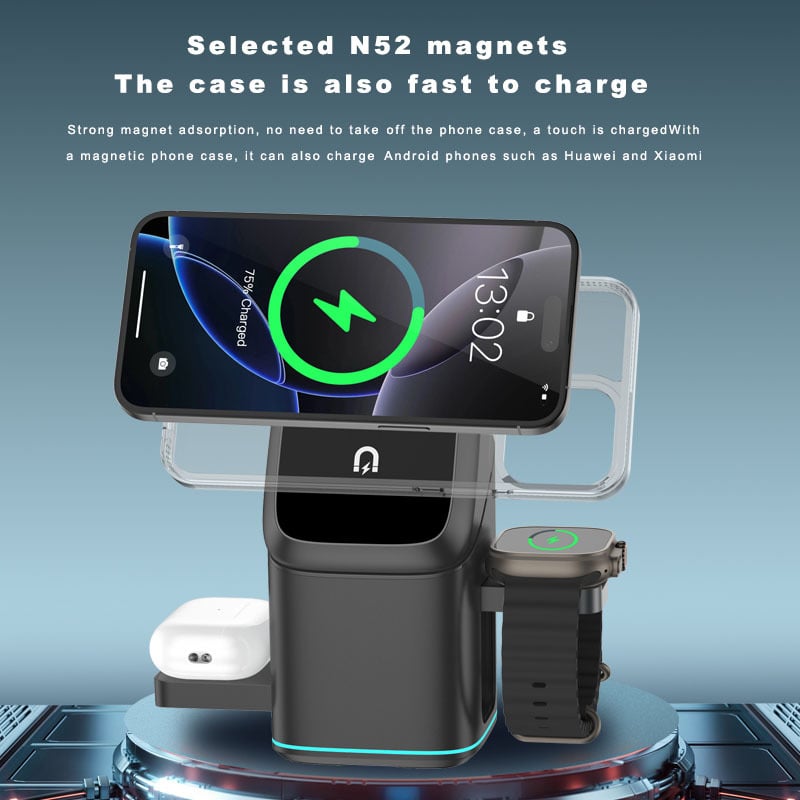 🔥3-in-1 kabelloses Ladegerät - kabelloses Aufladen mehrerer Geräte Touch-Pop-up-Laden🔋