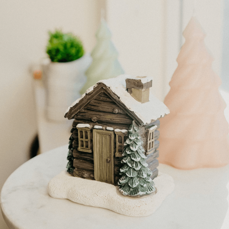 🏠🎄Log Cabin Snowy Winter Incense Cone Burner