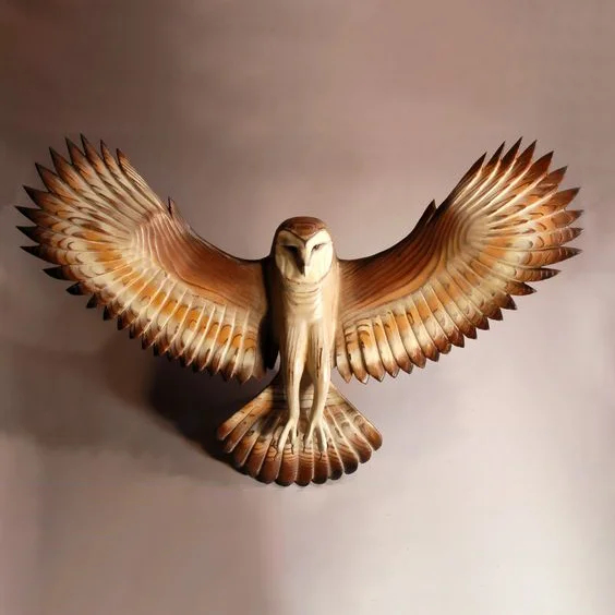 💓💓Mother's Day Hot Sale-Barn Owl Sculpture Wall Art - Hand Carving Art