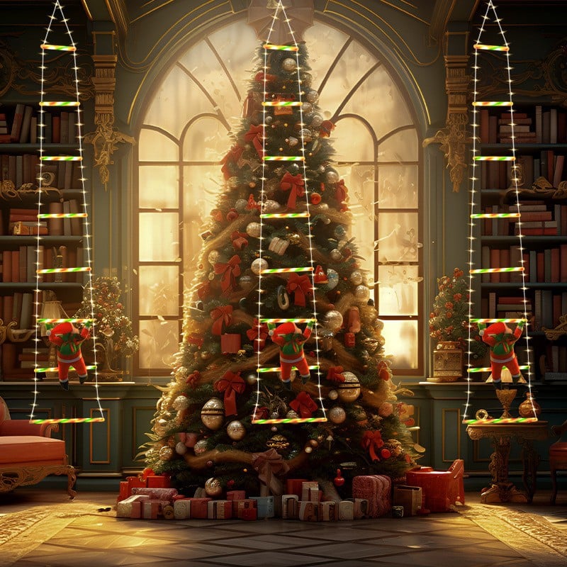 ⏰LAST DAY SALE 50% OFF💥Christmas LED Ladder Lights with Climbing Santa Claus