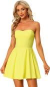 Allegra K Women's Sexy Strapless Party Dress Sweetheart Neck Off Shoulder Sleeveless Mini Dress