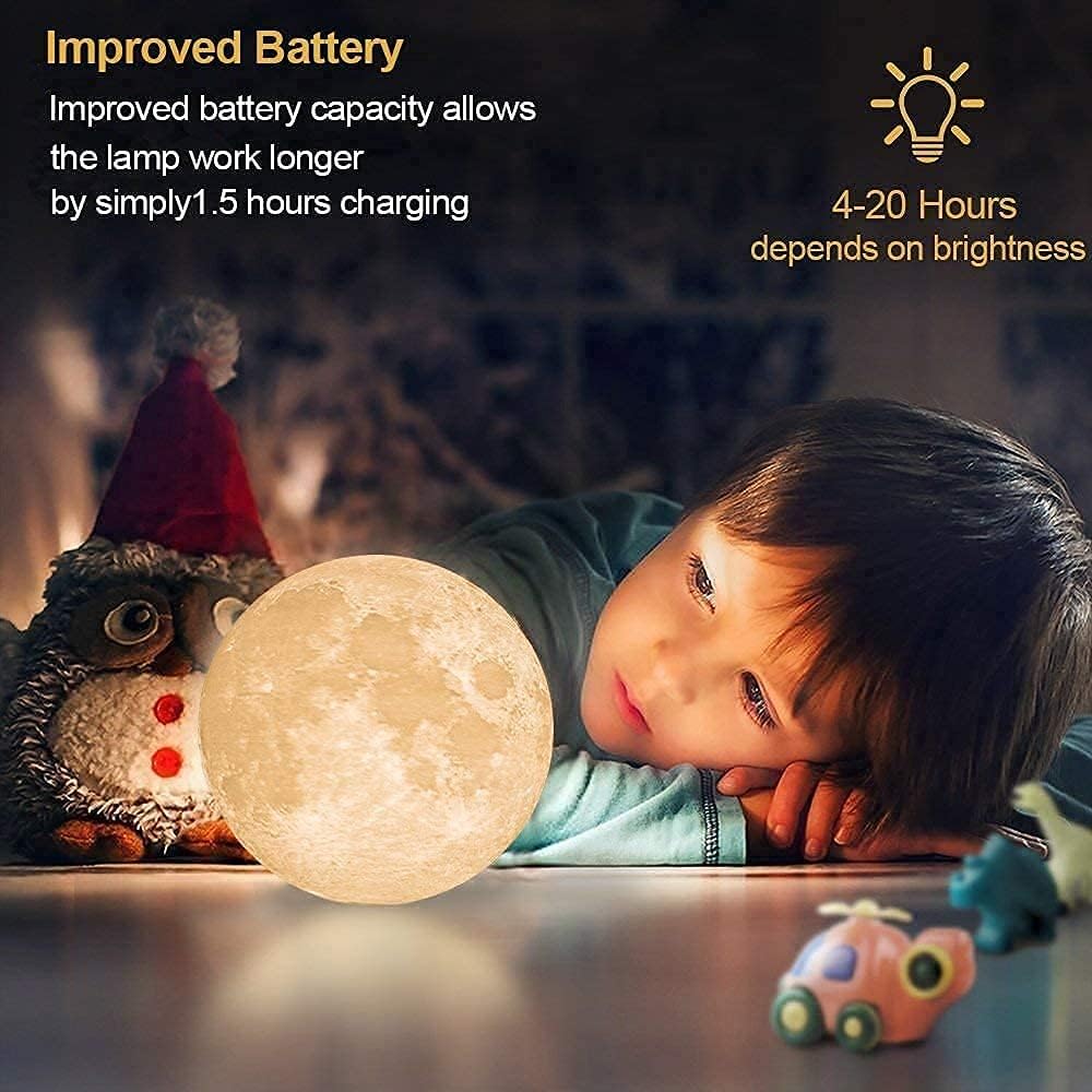 CPLA Moon Lamp 2024 Upgrade 6inch 128 Colors, Kids Room Decor Home Decor- 3D Printing Moon Night Light for Kids Adults- Gifts for Girls Boys Men Women Birthday- Wooden Stand & Remote/Touch Control