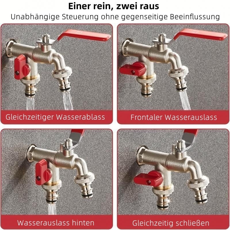 🔥Heißer Verkauf  49% Rabat🔥Universeller Gartenwasserhahn aus Edelstahl mit Doppelauslass