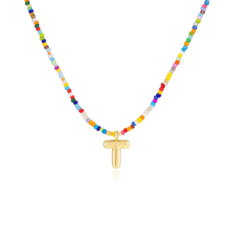 🌈 Letter Beaded Necklace for Women🔤A-Z
